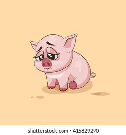 Vector Stock Illustration isolated Emoji character cartoon Pig sad and frustrated sticker emoticon for site, infographics, video, animation, websites, e-mails, newsletters, reports, comics