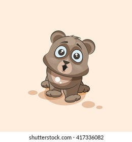 Vector Stock Illustration isolated Emoji character cartoon Bear surprised with big eyes sticker emoticon for site, info graphic, video, animation, websites, e-mails, newsletters, reports, comics