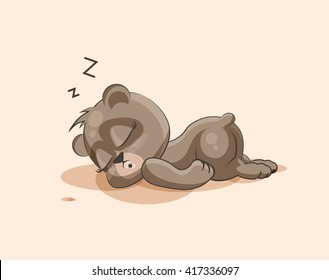 Vector Stock Illustration isolated Emoji character cartoon Bear sleeps on the stomach sticker emoticon for site, info graphic, video, animation, websites, e-mails, newsletters, reports, comics