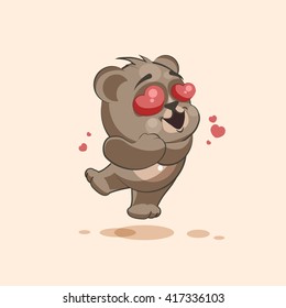 Vector Stock Illustration isolated Emoji character cartoon Bear in love flying with hearts sticker emoticon for site, info graphic, video, animation, websites, e-mails, newsletters, reports, comics