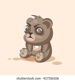 Vector Stock Illustration isolated Emoji character cartoon Bear squints and looks suspiciously sticker emoticon for site, info graphic, video, animation, websites, e-mails, newsletter, reports, comics