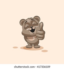 Vector Stock Illustration isolated Emoji character cartoon Bear approves with thumb up sticker emoticon for site, info graphic, video, animation, websites, e-mails, newsletters, reports, comics