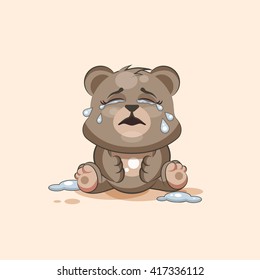 Vector Stock Illustration isolated Emoji character cartoon Bear crying, lot of tears sticker emoticon for site, info graphic, video, animation, websites, e-mails, newsletters, reports, comics