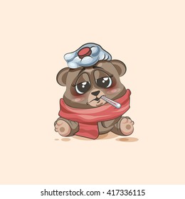 Vector Stock Illustration isolated Emoji character cartoon Bear sick with thermometer in mouth sticker emoticon for site, info graphic, video, animation, websites, e-mails, newsletter, reports, comics