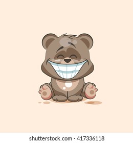 Vector Stock Illustration isolated Emoji character cartoon Bear with a huge smile from ears sticker emoticon for site, info graphic, video, animation, website, e-mail, newsletter, report, comics