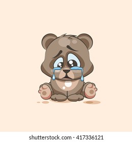 Vector Stock Illustration isolated Emoji character cartoon sad and frustrated Bear crying, tears sticker emoticon for site, info graphic, video, animation, websites, mails, newsletters, report, comic