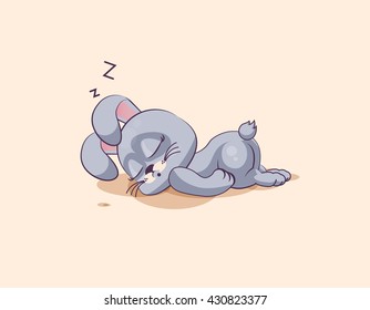 Vector Stock Illustration isolated Emoji character cartoon Gray leveret sleeps on the stomach sticker emoticon for site, info graphic, video, animation, websites, e-mails, newsletters, reports, comics