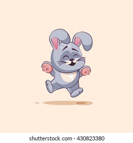 Vector Stock Illustration isolated Emoji character cartoon Gray leveret jumping joy, happy sticker emoticon for site, info graphic, video, animation, websites, e-mails, newsletters, reports, comic