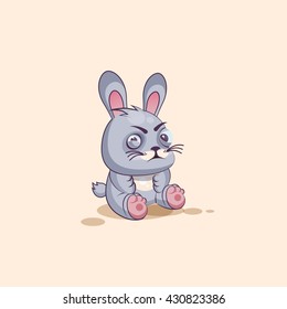 Vector Stock Illustration isolated Emoji character cartoon Gray leveret squints, looks suspiciously sticker emoticon for site, info graphic, video, animation, websites, mail, newsletter, report, comic