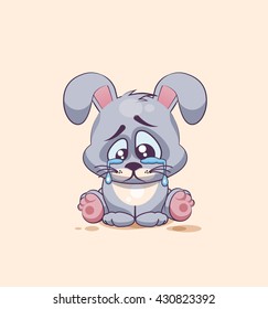 Vector Stock Illustration isolated Emoji character cartoon sad and frustrated Gray leveret crying, tears sticker emoticon for site, info graphic, video, animation, websites,  newsletter, report, comic