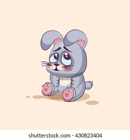 Vector Stock Illustration isolated Emoji character cartoon Gray leveret embarrassed, shy, blushes sticker emoticon for site, info graphic, video, animation, website, e-mail, newsletters, report, comic