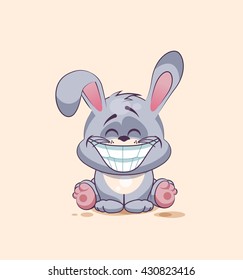 Vector Stock Illustration isolated Emoji character cartoon Gray leveret with a huge smile from ears sticker emoticon for site, info graphic, video, animation, website, newsletter, report, comic