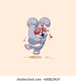 Vector Stock Illustration isolated Emoji character cartoon Gray leveret in love flying with hearts sticker emoticon for site, info graphic, video, animation, websites, mail, newsletter, report, comic