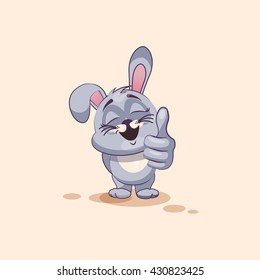 Vector Stock Illustration isolated Emoji character cartoon Gray leveret approves with thumb up sticker emoticon for site, info graphic, video, animation, websites, e-mails, newsletters, reports, comic