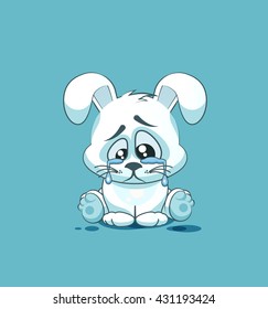 Vector Stock Illustration isolated Emoji character cartoon sad, frustrated White leveret crying, tears sticker emoticon, site, info graphic, video, animation, website, mail, newsletter, report, comic