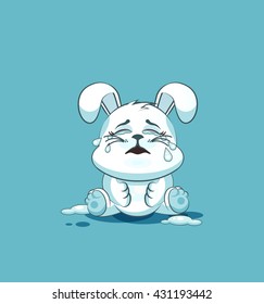 Vector Stock Illustration isolated Emoji character cartoon White leveret crying, lot of tears sticker emoticon for site, info graphic, video, animation, websites, e-mails, newsletters, reports, comics