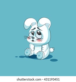 Vector Stock Illustration isolated Emoji character cartoon White leveret embarrassed, shy and blushes sticker emoticon, site, info graphic, video, animation, website, mail, newsletter, report, comic