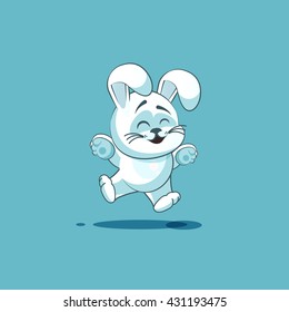 Vector Stock Illustration isolated Emoji character cartoon White leveret jumping joy, happy sticker emoticon for site, info graphic, video, animation, websites, e-mails, newsletter, report, comics