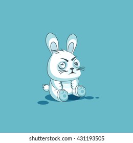 Vector Stock Illustration isolated Emoji character cartoon White leveret squints and looks suspiciously sticker emoticon site, info graphic, video, animation, websites, mail, newsletter, report, comic