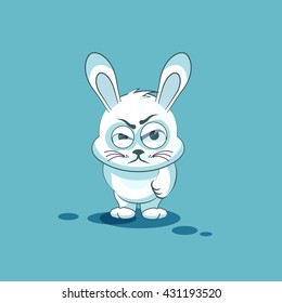 Vector Stock Illustration isolated Emoji character cartoon White leveret sticker emoticon with angry emotion for site, info graphic, video, animation, websites, e-mails, newsletters, reports, comics