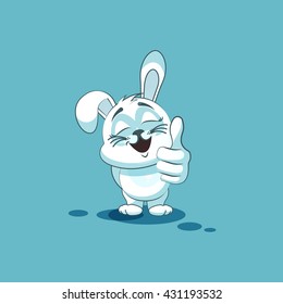 Vector Stock Illustration isolated Emoji character cartoon White leveret approves with thumb up sticker emoticon for site, info graphic, video, animation, websites, e-mails, newsletters, report, comic