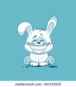 Vector Stock Illustration isolated Emoji character cartoon White leveret with huge smile from ears sticker emoticon site, info graphic, video, animation, website, mail, newsletter, report, comic