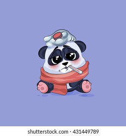 Vector Stock Illustration isolated Emoji character cartoon Panda sick with thermometer in mouth sticker emoticon for site, info graphic, video, animation, websites, e-mails, newsletters, report, comic