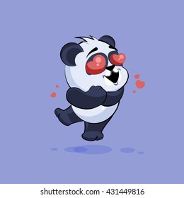 Vector Stock Illustration isolated Emoji character cartoon Panda in love flying with hearts sticker emoticon for site, info graphic, video, animation, websites, e-mails, newsletters, reports, comics