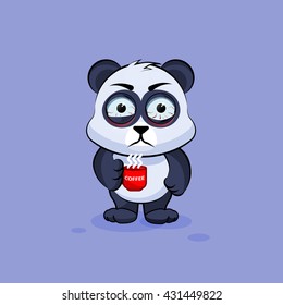 Vector Stock Illustration isolated Emoji character cartoon Panda nervous with cup of coffee sticker emoticon for site, info graphic, video, animation, websites, e-mails, newsletters, reports, comics