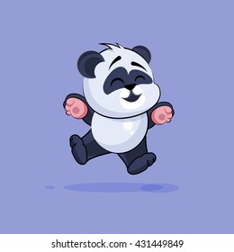 Vector Stock Illustration isolated Emoji character cartoon Panda jumping joy, happy sticker emoticon for site, info graphic, video, animation, websites, e-mails, newsletters, reports, comics