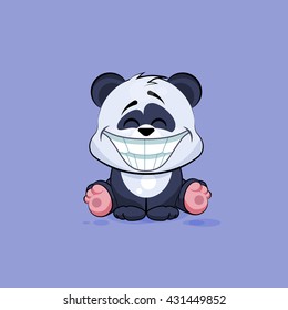 Vector Stock Illustration isolated Emoji character cartoon Panda with a huge smile from ears sticker emoticon for site, info graphic, video, animation, website, e-mail, newsletter, report, comic