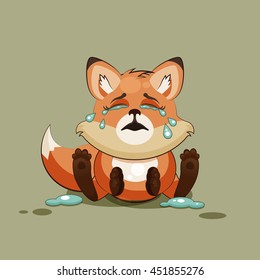 Vector Stock Illustration isolated Emoji character cartoon Fox crying, lot of tears sticker emoticon for site, info graphic, video, animation, websites, e-mails, newsletters, reports, comics