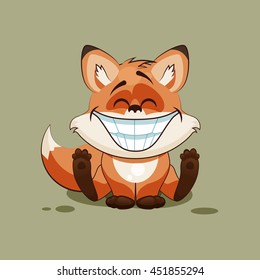 Vector Stock Illustration isolated Emoji character cartoon Fox with a huge smile from ears sticker emoticon for site, info graphic, video, animation, website, e-mail, newsletter, reports, comics