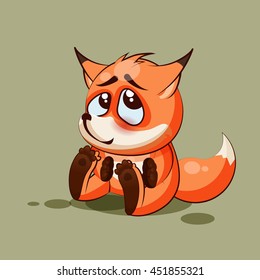 Vector Stock Illustration isolated Emoji character cartoon Fox embarrassed, shy and blushes sticker emoticon for site, info graphic, video, animation, websites, e-mails, newsletters, reports, comics