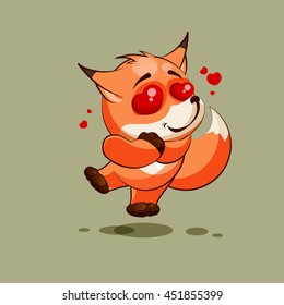 Vector Stock Illustration isolated Emoji character cartoon Fox in love flying with hearts sticker emoticon for site, info graphic, video, animation, websites, e-mails, newsletters, reports, comics