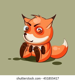 Vector Stock Illustration isolated Emoji character cartoon Fox squints and looks suspiciously sticker emoticon for site, info graphic, video, animation, websites, e-mails, newsletters, reports, comics