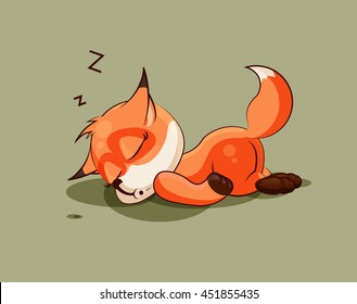 Vector Stock Illustration isolated Emoji character cartoon Fox sleeps on the stomach sticker emoticon for site, info graphic, video, animation, websites, e-mails, newsletters, reports, comics