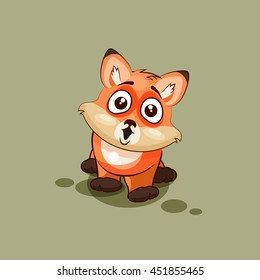 Vector Stock Illustration isolated Emoji character cartoon Fox surprised with big eyes sticker emoticon for site, info graphic, video, animation, websites, e-mails, newsletters, reports, comics