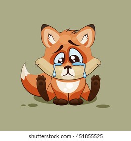 Vector Stock Illustration isolated Emoji character cartoon sad and frustrated Fox crying, tears sticker emoticon for site, info graphic, video, animation, websites, e-mails, newsletters, report, comic