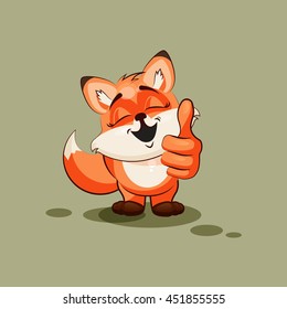 Vector Stock Illustration isolated Emoji character cartoon Fox approves with thumb up sticker emoticon for site, info graphic, video, animation, websites, e-mails, newsletters, reports, comics