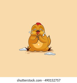 Vector Stock Illustration isolated Emoji character cartoon Hen crying, lot of tears sticker emoticon for site, info graphics, video, animation, websites, e-mails, newsletters, reports, comics