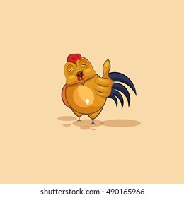 Vector Stock Illustration isolated Emoji character cartoon Cock approves with thumb up sticker emoticon for site, info graphics, video, animation, websites, e-mails, newsletters, reports, comics
