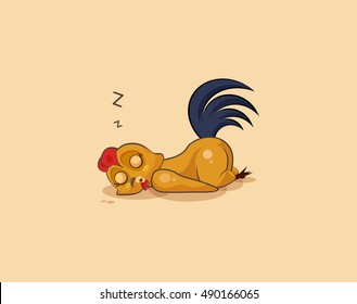 Vector Stock Illustration isolated Emoji character cartoon Cock sleeps on the stomach sticker emoticon for site, info graphics, video, animation, websites, e-mails, newsletters, reports, comics svg