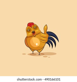 Vector Stock Illustration isolated Emoji character cartoon Cock approves with thumb up sticker emoticon for site, info graphics, video, animation, websites, e-mails, newsletters, reports, comics