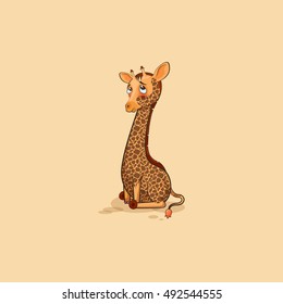 Vector Stock Illustration isolated Emoji character cartoon Giraffe embarrassed, shy and blushes sticker emoticon for site, info graphics, video, animation, websites, mail, newsletters, reports, comics