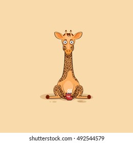 Vector Stock Illustration isolated Emoji character cartoon Giraffe nervous with cup of coffee sticker emoticon for site, info graphics, video, animation, websites, e-mails, newsletters, reports, comic