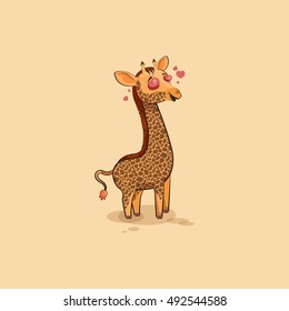 Vector Stock Illustration isolated Emoji character cartoon Giraffe in love flying with hearts sticker emoticon for site, info graphics, video, animation, websites, e-mails, newsletters, reports, comic