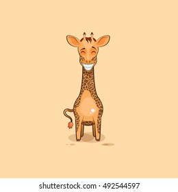 Vector Stock Illustration isolated Emoji character cartoon Giraffe with a big huge smile from ears sticker emoticon for site, info graphic, video, animation, website, mail, newsletter, report, comic