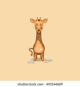 Vector Stock Illustration isolated Emoji character cartoon Giraffe crying, lot of tears sticker emoticon for site, info graphics, video, animation, websites, e-mails, newsletters, reports, comics