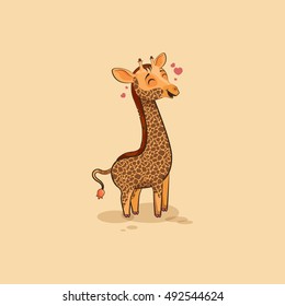 Vector Stock Illustration isolated Emoji character cartoon Giraffe in love flying with hearts sticker emoticon for site, info graphics, video, animation, websites, e-mails, newsletters, reports, comic